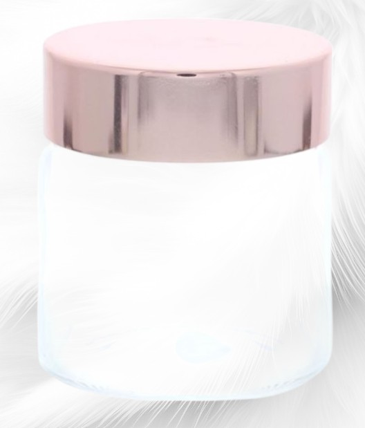 Pot en verre avec couvercle or et rosé