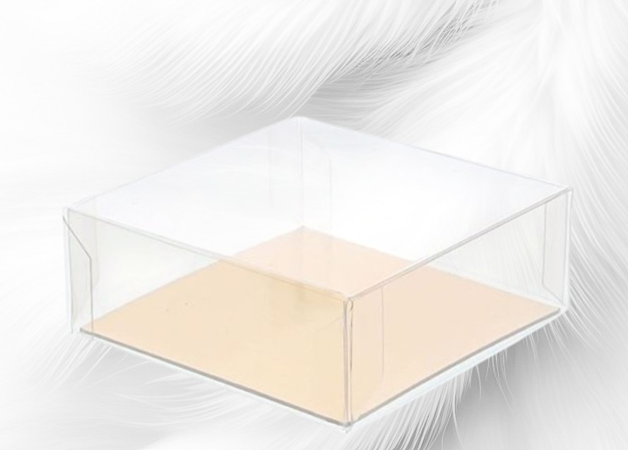 Boîte à gâteaux PET avec couvercle et carton d'or