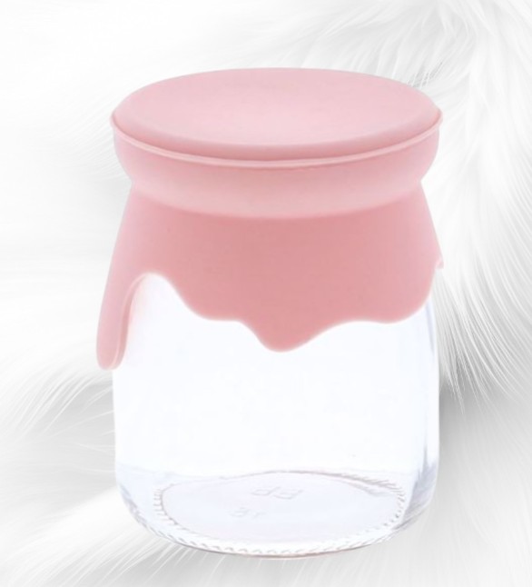 Pot de yaourt en verre avec couvercle en silicone